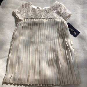 NWT CHEROKEE Pleated Shimmery Gold Lace Dress